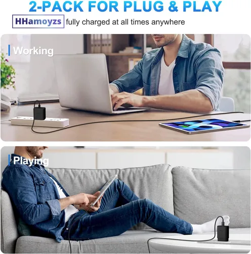 Vista 5 de Paquete de 2 cargadores USB C súper rápidos de 45 W + 25 W compatibles con Samsung Galaxy S22 S23 Ultra, cable de carga rápida