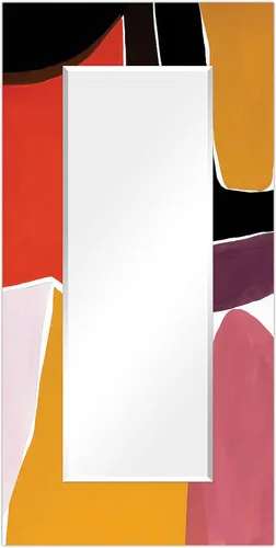 Vista 31 de Empire Art Direct Espejo de pared rectangular biselado en blanco y negro con vidrio templado impreso abstracto, tocador, espejo de baño, listo