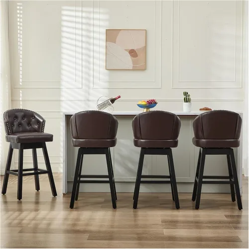 Vista 8 de Juego de 2 taburetes de bar giratorios de 29 pulgadas, taburetes de bar tapizados con respaldo, sillas modernas de altura de mostrador para isla