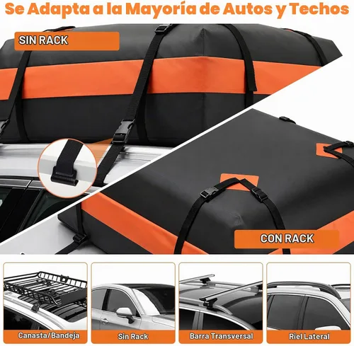 Vista 6 de 15 Cubic Feet Heavy Duty Waterproof Car Rooftop Cargo Carrier Bag Dark Orange