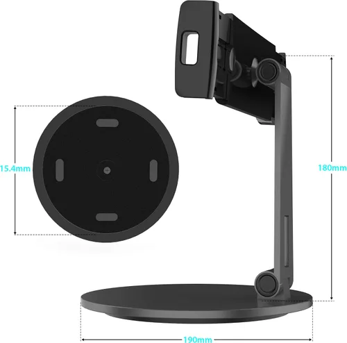 Vista 5 de Stouchi Soporte para iPad 12.9, soporte de tableta con base giratoria 360 grados para iPad Pro y Surface Pro, soporte de escritorio ajustable