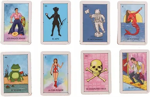 Vista 10 de Loteria millennial: Edición Y2K - Juego de fiesta de bingo mexicano de parodia, juego de cartas de emparejamiento, nostalgia y humor icónico