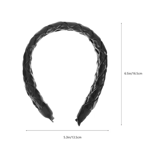 Vista 6 de Beaupretty Diademas trenzadas de cuero diadema ancha trenzada: diadema ancha de cuero a cuadros, diadema ancha y dura, tocado de moda para niñas