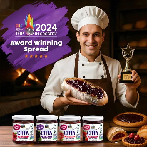 Vista 5 de World of Chia Extra Fruit Spread - Todo natural, sin gluten, vegano, bajo en azúcar, Omega 3, Kosher, fabricado en Estados Unidos, verificado sin