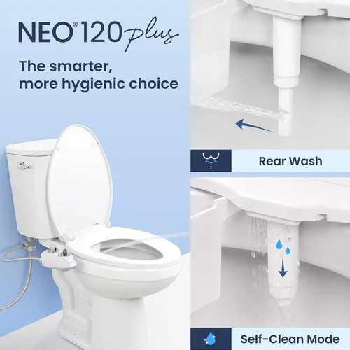 Vista 2 de LUXE Bidet NEO 120 Plus - Boquilla única, accesorio de bidé no eléctrico para asiento de inodoro, instalación deslizante patentada, autolimpieza