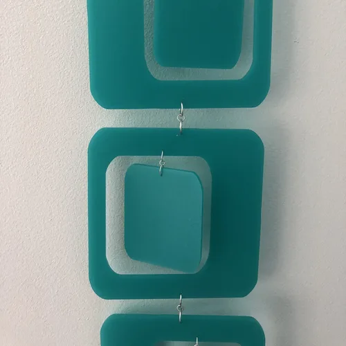 Vista 3 de Coolsville in Hip Aqua and Lime - Hanging Modern Art Mobile - Groovy Kinetic Fun! 3 Sizes to Choose From