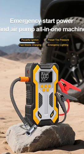 Vista 8 de Arrancador de batería de automóvil con compresor de aire 10000 mAh 150 PSI cargador, caja de salto de arranque