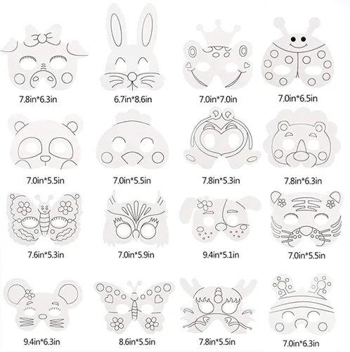 Vista 2 de DIY Blank Paper Graffiti MasksKids Jungle Animal Coloring Masks