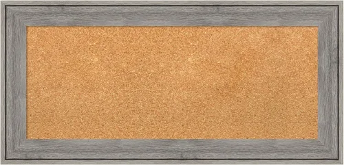 Vista 26 de Amanti Art Natural Cork Board for Wall, 18x24 Vision Board with Grey Wood Frame, Small Corkboard Office Decor for Home Organization, Country Rustic