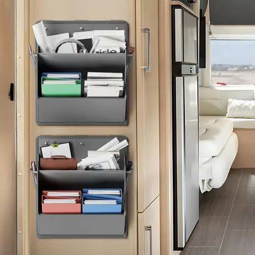 Vista 8 de Paquete de 2 Organizadores de Zapatos para RV con Cinta Adhesiva, Zapatero Colgante para Puerta, Organizador de Zapatos para Colgar en la Pared