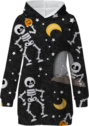 Vista 3 de Vestido de Halloween para mujer 2022 con capucha para otoño e invierno