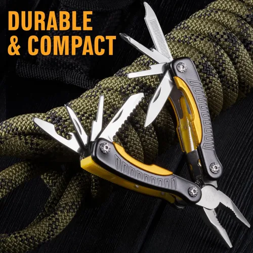 Vista 8 de Mini Multiherramienta de Bolsillo 12 en 1 con Cuchillo y Alicates - Mejor Accesorio de Utilidad Todo en Uno Multiusos para Hombres y Mujeres - Mejor