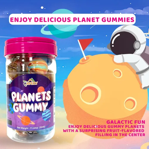 Vista 4 de Apexy Mixed Planets - Dulces Gomosos con Centro Líquido Afrutado Sin Grasa, Divertidos y Deliciosos Dulces Temáticos del Espacio Ideales
