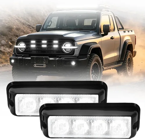 Vista 7 de YM E-Bright Paquete de 2 Luces de Flash LED Rojas de 3 LED para Coche DRL Camión Luz de Advertencia Estroboscópica de Emergencia 12-24V Rojo