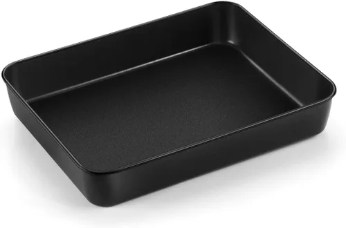 Vista 8 de TeamFar Sartén para lasaña, 9.4 x 7 x 2 pulgadas de acero inoxidable para hornear horneado profundo para horno tostador, sartén rectangular de Negro
