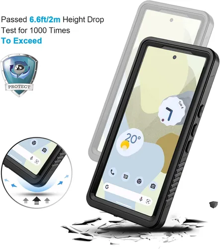 Vista 5 de Lanhiem Funda para Google Pixel 7, IP68 Impermeable a Prueba de Polvo con Protector de Pantalla Integrado, Funda Protectora de Teléfono de Cuerpo