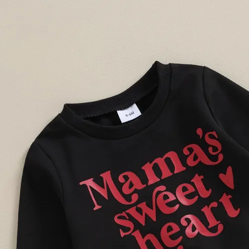 Vista 5 de Sudadera de manga larga con estampado de letras para el día de San Valentín, para bebé, niña, pantalones deportivos para otoño e invierno