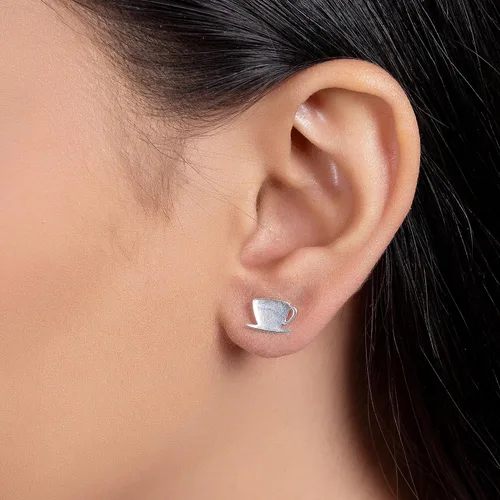 Vista 3 de Pequeños aretes de tuerca para mujeres para adolescentes, plata de ley 925, grabado personalizado