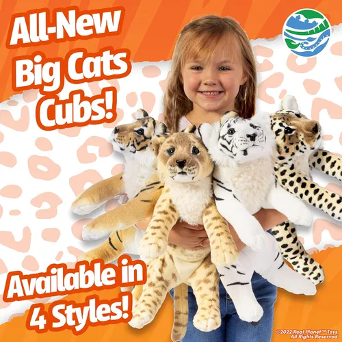 Vista 3 de Real Planet Peluche de cachorro de tigre blanco de 19 pulgadas, lindo cachorro de tigre