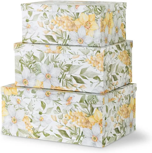 Vista 13 de Soul & Lane Cajas de almacenamiento de fotos de mariposas en vuelo (juego de 3): cajas anidables con tapas, contenedores de cartón decorativos