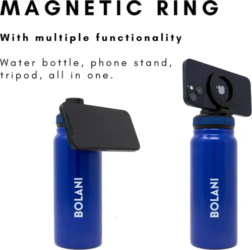 Vista 3 de MagSafe - Botella de agua de acero inoxidable aislada de 24 onzas compatible con iPhone + adaptador de montaje para teléfono iPhone – Botella