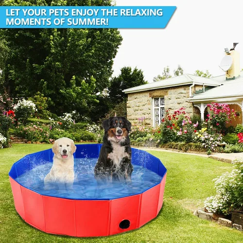 Vista 2 de Dyna-Living Piscina infantil para perros, piscina plegable para perros/gatos/niños, portátil de PVC antideslizante, para mascotas y cachorros