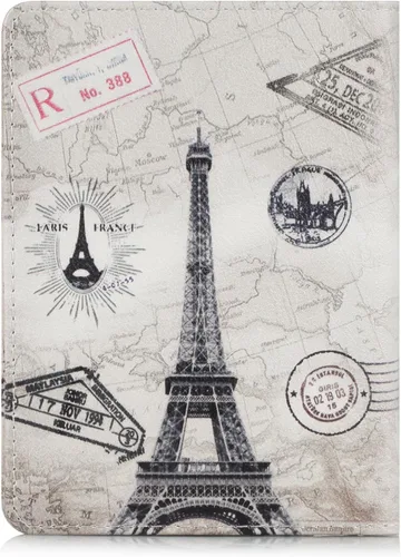 Vista 5 de EpicGadget - Funda de piel sintética con bloqueo RFID para pasaporte, funda de viaje tipo cartera, Eiffel Tower, Cartera Rfid