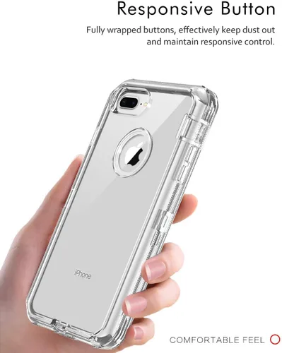 Vista 10 de ORIbox - Funda compatible con iPhone 7 Plus, compatible con iPhone 8 Plus, resistente a prueba de golpes, anticaída, funda transparente
