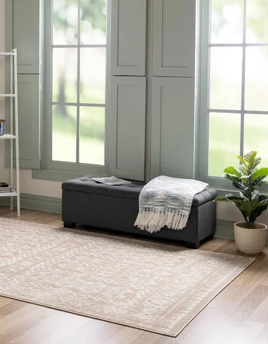 Vista 3 de Unique Loom Oxford Collection - Alfombra rectangular de 2 x 3 pies 1 pulgada, color beige y marfil