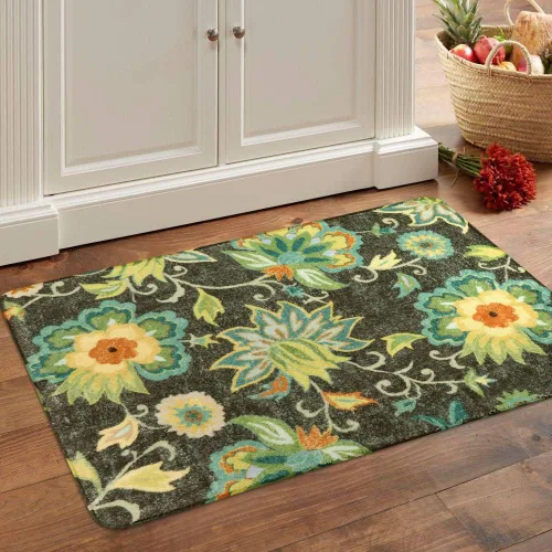 Vista 36 de Lahome - Tapete floral con estampado de cachemira, lavable, antideslizante, pequeño, anti-manchas, suave, para baño, entrada, dormitorio, Negro