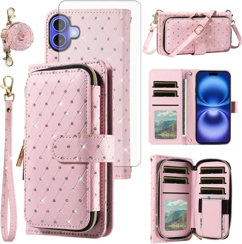 Vista 162 de Funda para teléfono iPhone 6 6S con cremallera y protector de pantalla con protector de pantalla, correa de cordón cruzado, ranura para iPhone 6 Six