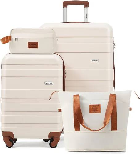 Vista 75 de Merax 3 piezas expandible ABS Hardshell equipaje Sets Spinner Wheel Maleta TSA Lock Suit Case, Apertura frontal negra, Juego de 2 piezas, Maleta