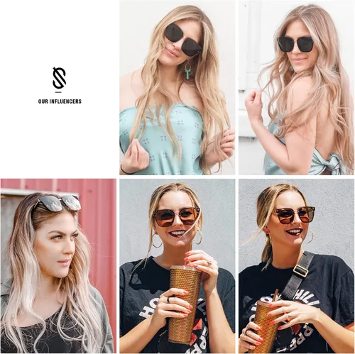 Vista 2 de SOJOS Gafas de sol cuadradas de gran tamaño para mujer diseño de Sunnies SJ2116