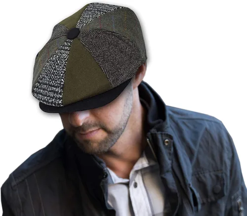 Vista 4 de EPOCH Gorra de lana para hombre, sombrero de golf Applejack de cabbie de tweed de conducción en espiga Nsb1910