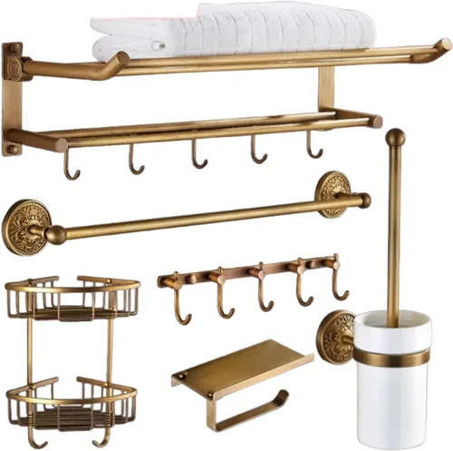 Vista 14 de High-End Retro Copper Bathroom Hardware Set – American and European Style Towel Rack Combination [Various Designs Available],Bath Towel Rack