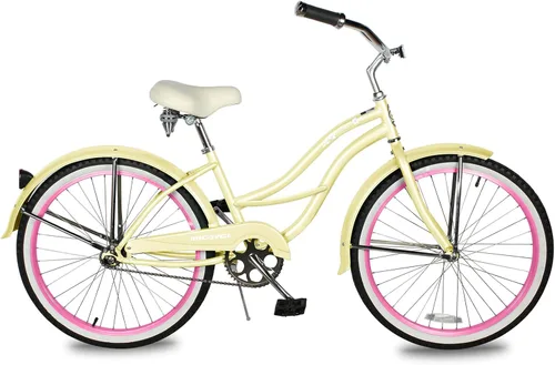 Vista 20 de MICARGI Bicicleta híbrida para adultos de 24/26 pulgadas, bicicleta híbrida de 1/7 velocidades para mujeres, hombres, personas mayores, bicicleta