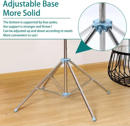 Vista 7 de Hershii Estante de secado de ropa plegable de 2 niveles para interiores y exteriores, soporte plegable para colgar ropa, ahorro de espacio