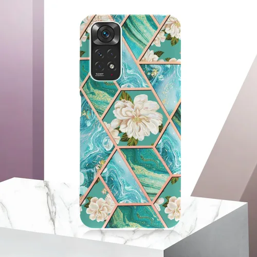 Vista 5 de Funda para Xiaomi Redmi Note 11S, funda para Redmi Note 11 4G, funda con patrón de mármol IMD para niñas, con lente de cámara y cubierta protectora