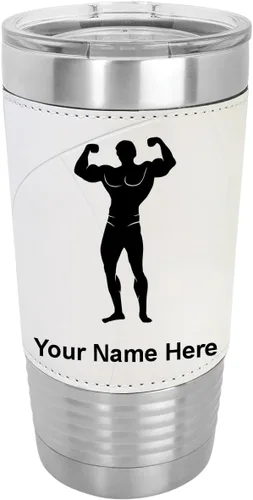 Vista 9 de LaserGram Personalized 20oz Tumbler, Bodybuilder (Baseball Style)