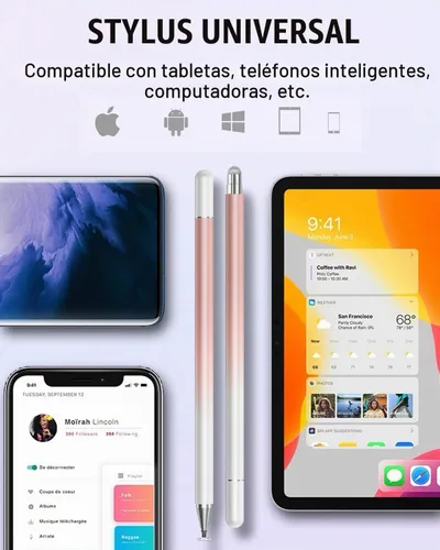 Vista 2 de Lápiz óptico para pantallas táctiles, 2 en 1, lápiz capacitivo universal de alta precisión para iPad, compatible con Apple, iPhone, iPad, Android