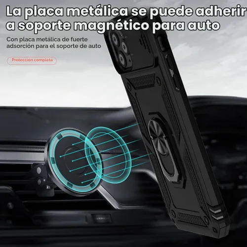 Vista 3 de Funda para iPhone 11 Pro Max con cubierta para lente de cámara, protector de pantalla HD, protección contra caídas de grado militar, soporte