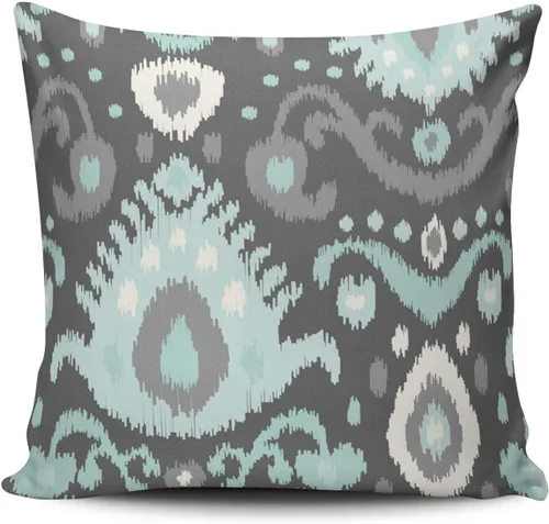 Vista 55 de Fundas de almohada decorativas Ikat con patrón de diamante en rojo y crema, cojín personalizable rectangular, tamaño 12 x 16 pulgadas, funda