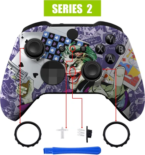 Vista 4 de eXtremeRate Clown Cards - Cubierta de placa frontal de repuesto para Xbox One Elite Controller Series 2 (modelo 1797), carcasa frontal suave al