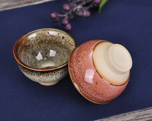 Vista 3 de VanEnjoy 6 juegos de tazas de té coloridas - transformación del horno chino hecho a mano Jianzhan