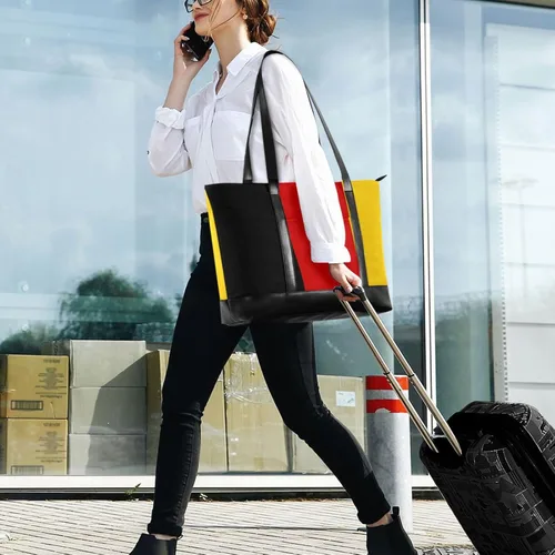 Vista 3 de Bolsas de trabajo de gran capacidad con la bandera de Alemania para mujeres con cremallera, monederos de trabajo para viajes, piscina, natación