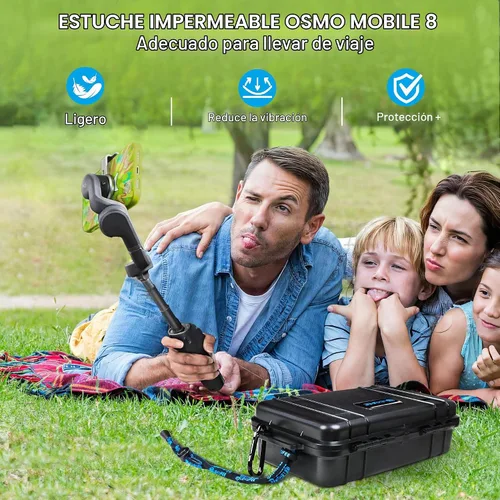 Vista 8 de Lekufee Estuche rígido impermeable de viaje para DJI Osmo Mobile 8, Osmo Mobile 7P / 7 estabilizador de cardán y accesorios (solo funda y bolsa)