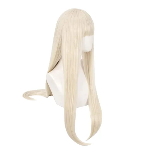Vista 3 de C-ZOFEK Yomoduki Runa - Peluca de cosplay de cabello largo rubio claro para Hallween o diario rubio