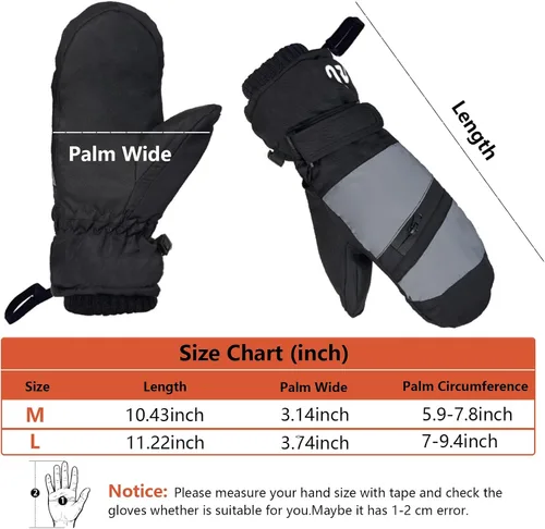 Vista 2 de DONBAO Guantes de esquí de invierno para hombres y mujeres, guantes de nieve impermeables para pantalla táctil, antideslizantes, cálidos