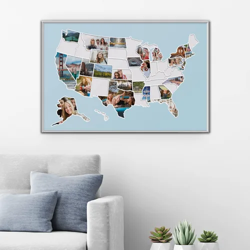 Vista 5 de 1DEA.me Mapa fotográfico de Estados Unidos - Mapa de viaje de 50 estados - 24 x 36 pulgadas - Incluye un creador de fotos seguro - Fácil de usar