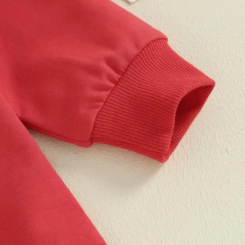 Vista 27 de SOLILOQUY Traje de manga larga con cuello redondo para el primer día de San Valentín para bebé niño y niña, mameluco de corazón de amor